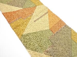 手織り真綿紬 抽象模様織り出し 名古屋帯